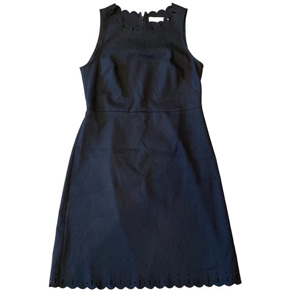 LOFT Women's Cutout Scalloped Shift Dress Black Size 2 - Picture 1 of 12